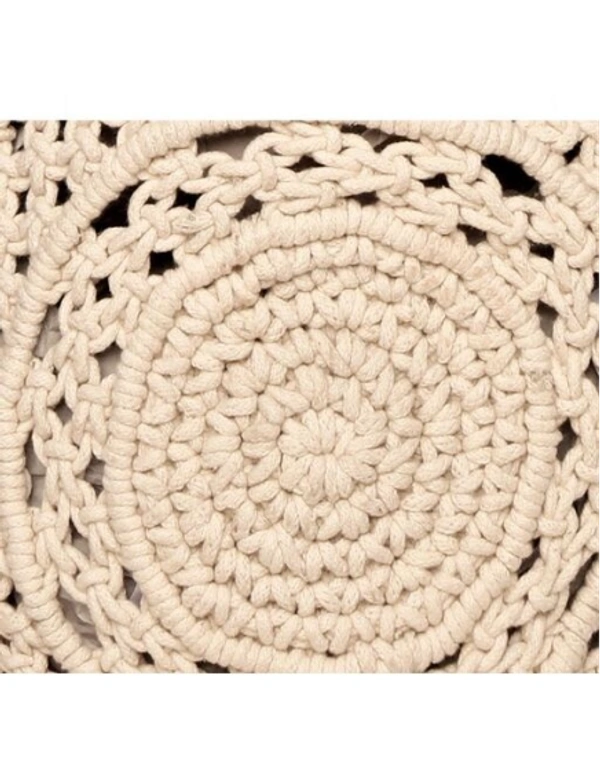 ASTRID Round White Macrame Sling Bag - Free Size, White, Macrame, Pack of1, Round